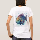 Serene Waters: Artistic Fish Design Dames T-shirt (Achterkant)