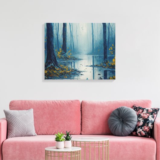 Serene Waters Blauwe Bosvijver Landschap Canvas Afdruk (Insitu (Woonkamer))