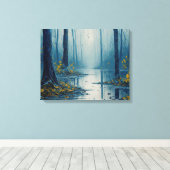 Serene Waters Blauwe Bosvijver Landschap Canvas Afdruk (Insitu (Houten vloer))