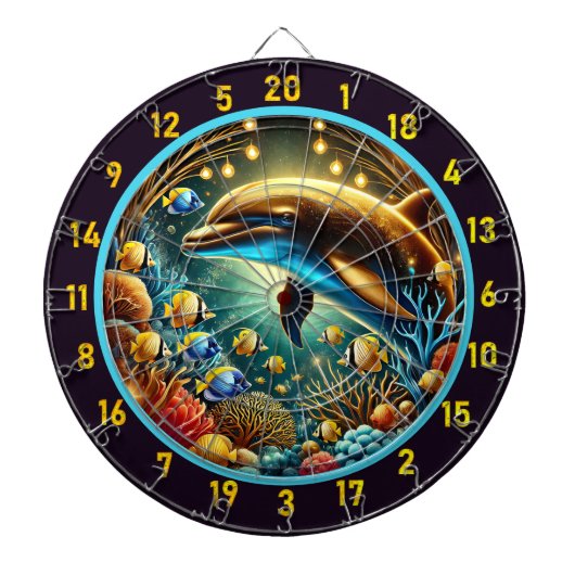 Serene Waters Dolfijn Dartboard Design Dartbord (Voorkant)