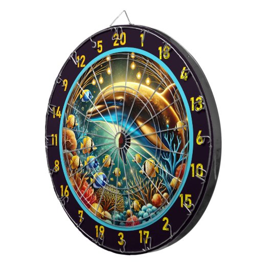 Serene Waters Dolfijn Dartboard Design Dartbord (Voorkant Rechts)