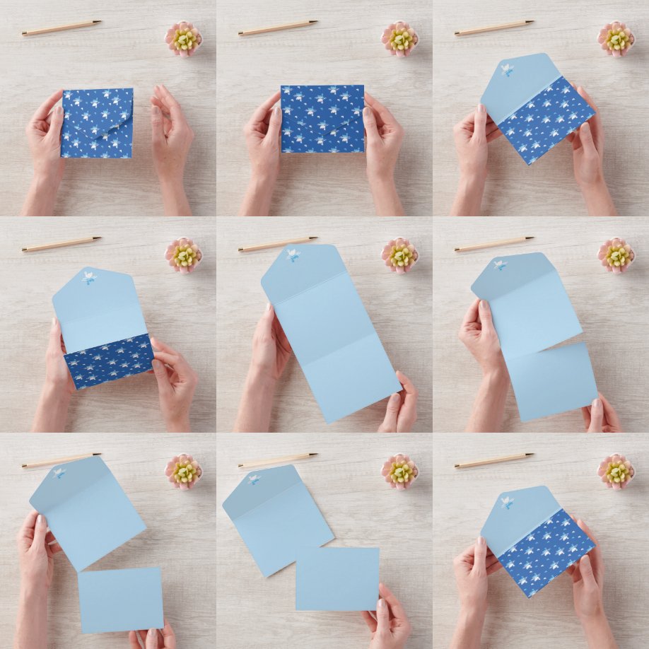 Serene Waters - Speels Swan Lake Pattern Design All In One Uitnodiging