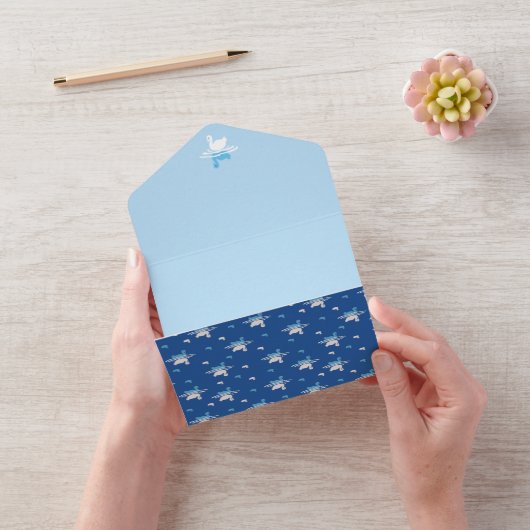 Serene Waters - Speels Swan Lake Pattern Design All In One Uitnodiging (VideoVideo)