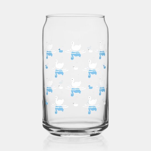 Serene Waters - Speels Swan Lake Pattern Design Blikvorm Glas (Voorkant)