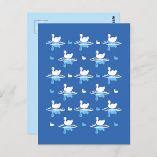 Serene Waters - Speels Swan Lake Pattern Design Briefkaart