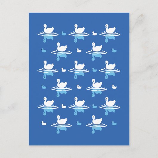 Serene Waters - Speels Swan Lake Pattern Design Briefkaart (Voorkant)