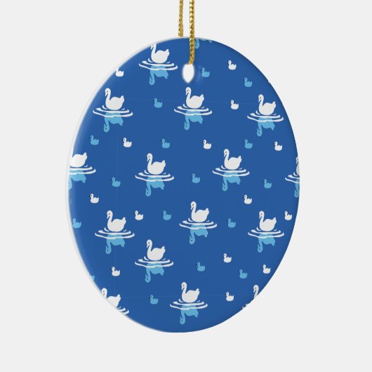 Serene Waters - Speels Swan Lake Pattern Design Keramisch Ornament (Rechts)