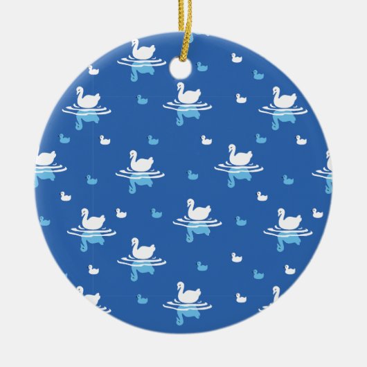 Serene Waters - Speels Swan Lake Pattern Design Keramisch Ornament (Voorkant)