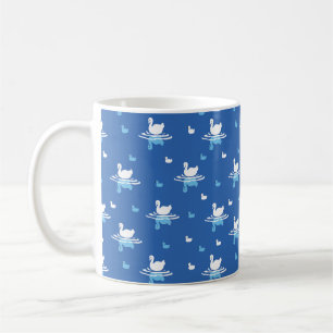 Serene Waters - Speels Swan Lake Pattern Design Koffiemok