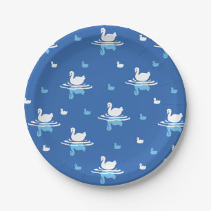 Serene Waters - Speels Swan Lake Pattern Design Papieren Bordje