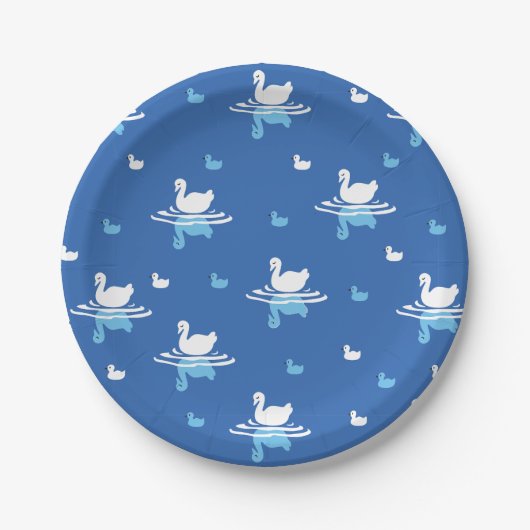 Serene Waters - Speels Swan Lake Pattern Design Papieren Bordje (Voorkant)