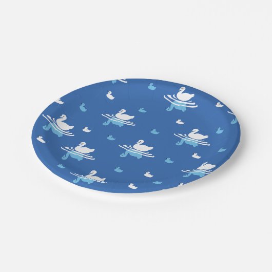 Serene Waters - Speels Swan Lake Pattern Design Papieren Bordje (Gekanteld)