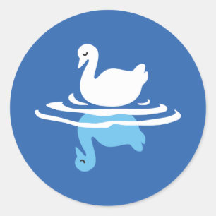 Serene Waters - Speels Swan Lake Pattern Design Ronde Sticker