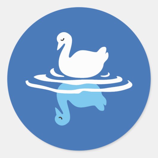 Serene Waters - Speels Swan Lake Pattern Design Ronde Sticker (Voorkant)