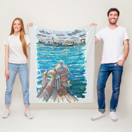 Serene Waterscape in San Juan de Ulua, Veracruz Fleece Deken