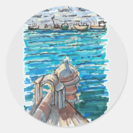 Serene Waterscape in San Juan de Ulua, Veracruz Ronde Sticker