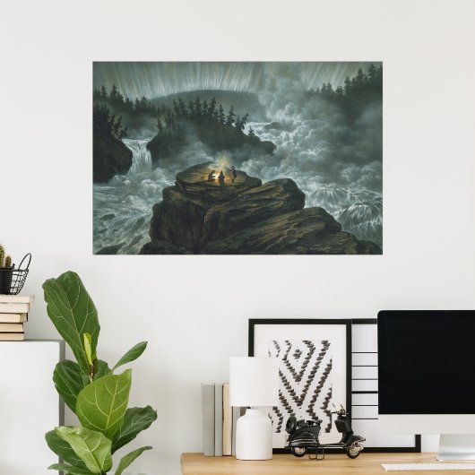 Serene  waterval Carl Svante Hallbeck Poster (Thuiskantoor)