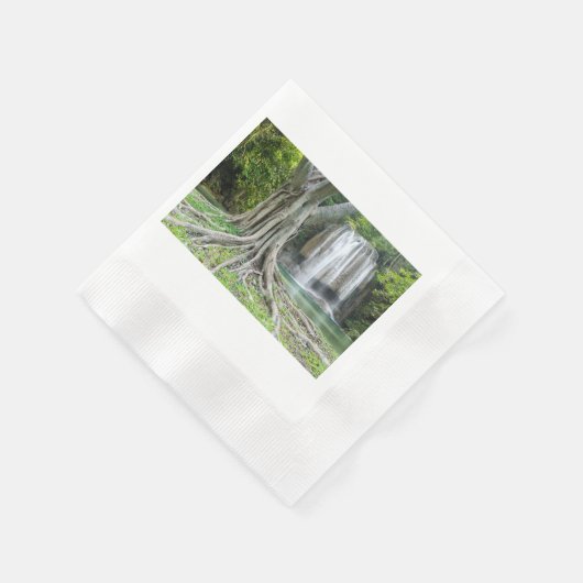 Serene Waterval en Majestic Tree Natuur servet (Hoek)