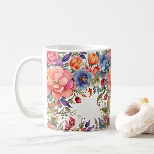 Serene Waterverf Bloem PD Koffiemok (Met donut)
