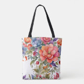Serene waterverf bloemmotief ontwerp tote bag (Achterkant)