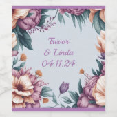 Serene Waterverf Blossom Labels Wijn Etiket (Enkel label)