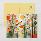 Serene Waterverf bosvogel in het voorjaar Briefkaart (Voorkant / Achterkant)