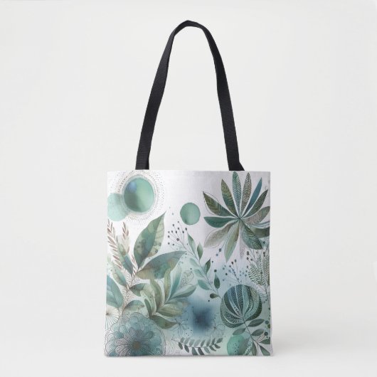 Serene Waterverf Botanische Canvas tas (Voorkant)