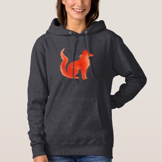 Serene Waterverf Fox Illustration Hoodie (Voorkant)