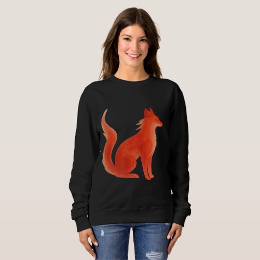 Serene Waterverf Fox Illustration Trui (Voorkant volledig)
