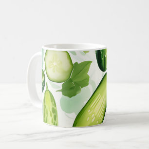 Serene Waterverf komkommerpatroon met vloeiende Koffiemok