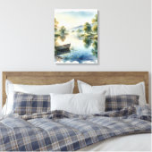Serene Waterverf Meer met Boot Canvas Kunst (Insitu (Slaapkamer))