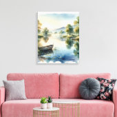 Serene Waterverf Meer met Boot Canvas Kunst (Insitu (Woonkamer))