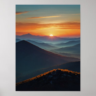 Serene Waterverf Mountain Landscape Art Print
