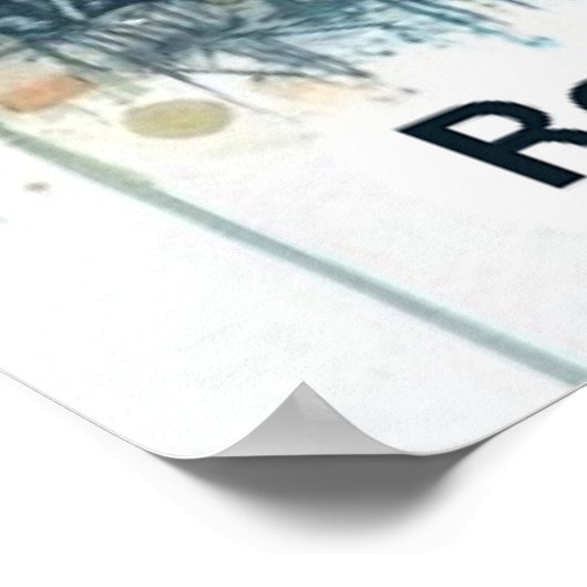 Serene Waterverf Natuur Landschap met Hawks Art Poster (Hoek)