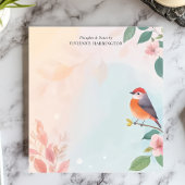 Serene Waterverf Robin Bird Floral gepersonaliseer Notitieblok