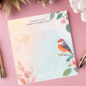 Serene Waterverf Robin Bird Floral gepersonaliseer Notitieblok