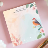 Serene Waterverf Robin Bird Floral gepersonaliseer Notitieblok