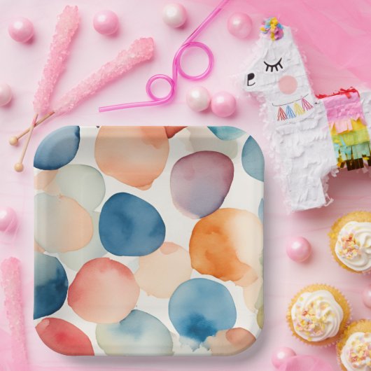 Serene Waterverf Stippen Papieren Bordje (Feest)