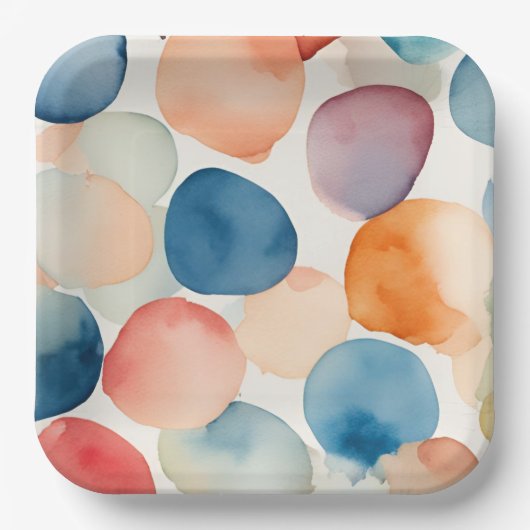 Serene Waterverf Stippen Papieren Bordje (Voorkant)