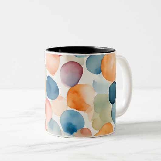 Serene Waterverf Stippen Tweekleurige Koffiemok (Voorkant rechts)
