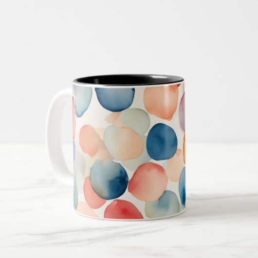 Serene Waterverf Stippen Tweekleurige Koffiemok (Voorkant links)