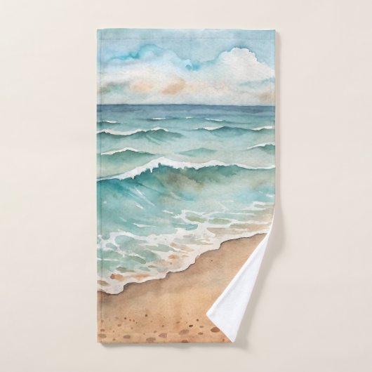 Serene Waterverf Strandgolven - Ocean Vibes Bad Handdoek (Handdoek)