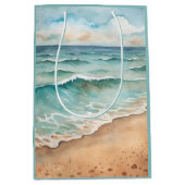Serene Waterverf Strandgolven - Ocean Vibes Medium Cadeauzakje (Voorkant)