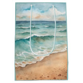 Serene Waterverf Strandgolven - Ocean Vibes Medium Cadeauzakje (Achterkant)