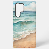 Serene Waterverf Strandgolven - Ocean Vibes Samsung Galaxy Hoesje (Achterkant)