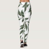 Serene Waterverf takken groen bladeren patroon Leggings (Achterkant)