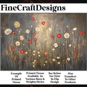Serene Weide Bloemen 's Nachts S4 Découpage Tissuepapier