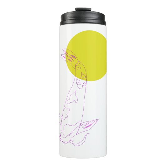 Serene wervelingen: een minimalistische koi-reis thermosbeker (Voorkant)