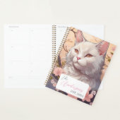Serene White Cat Planner met naam en jaar (Display)