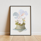 Serene White Rabbit op Meadow Island Poster